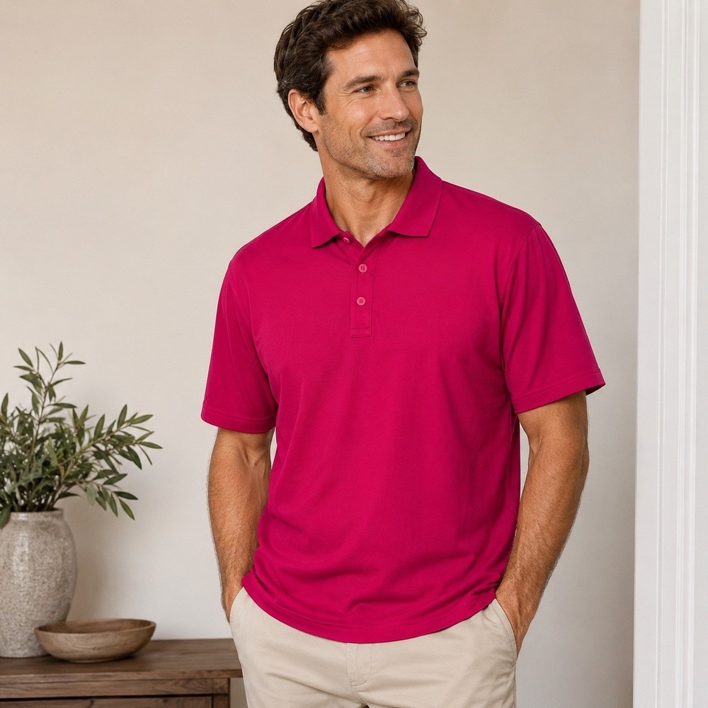 Cremieux Mens XL Polo Shirt Short Sleeve Bright Berry Pink‎ Cotton Blend NWT